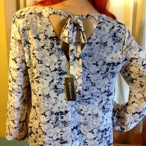 Long Sleeve Floral Tie Back Flowy Dress